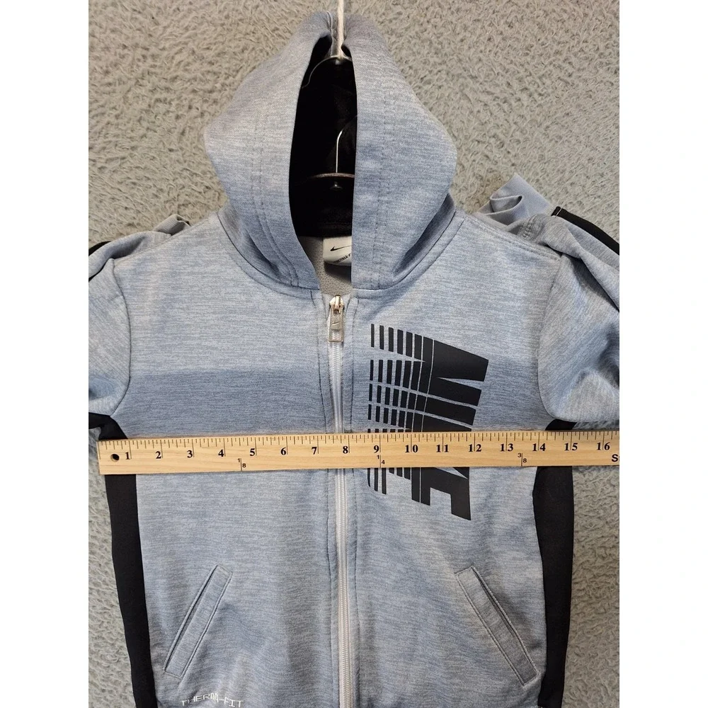 Lot Of 2 Nike Track Jacket Boys 7/L Gray Blue Dri Fit Therma Fleece Lined Zip Up
